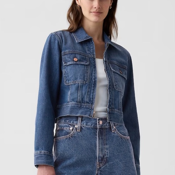 Gap women’s cropped denim jean jacket with zipper size XL new with tags - Picture 3 of 8